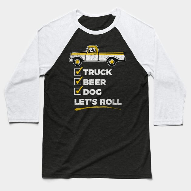 Country Dog - Dog and Truck Weekend Checklist graphic Baseball T-Shirt by Vector Deluxe